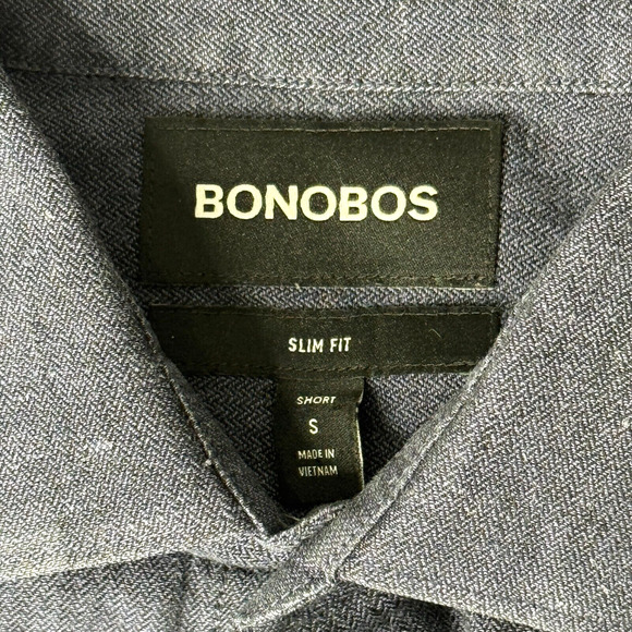 Bonobos Dress Shirt Mens Sz S Grey Linen/Cotton Slim Fit Short Oxford Button Up - Picture 3 of 7